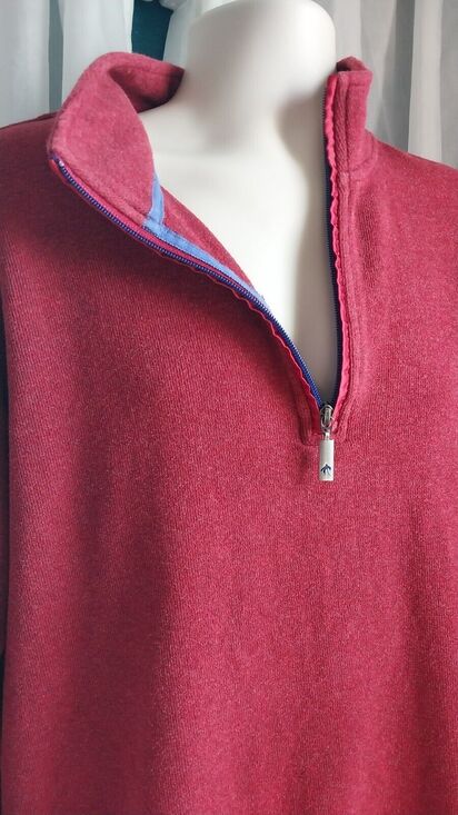 Orvis Other - Orvis Men's Quarter Zip Pullover Sweater XL Burgundy 100% Cotton